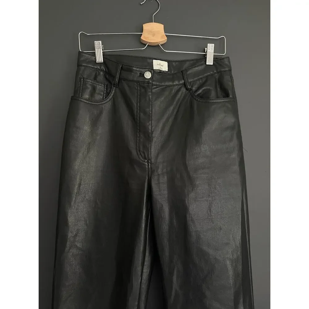 Aritzia Wilfred The Melina Black Vegan Leather Straight Leg Pant Size 10 - Picture 5 of 12